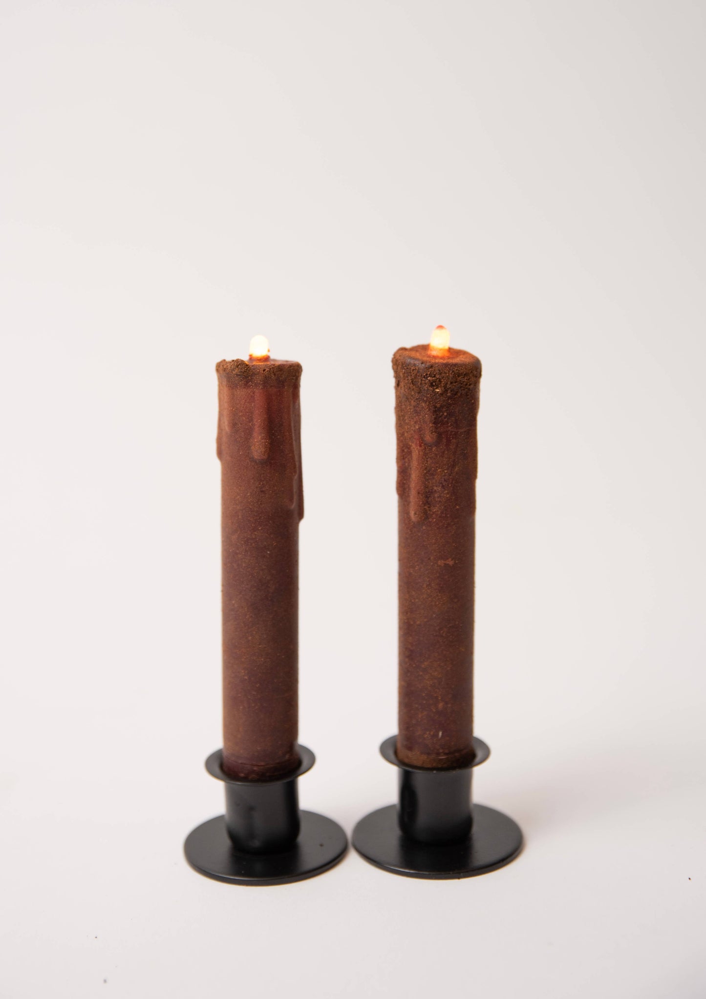 Primitive Brown LED Timer Taper Candle
