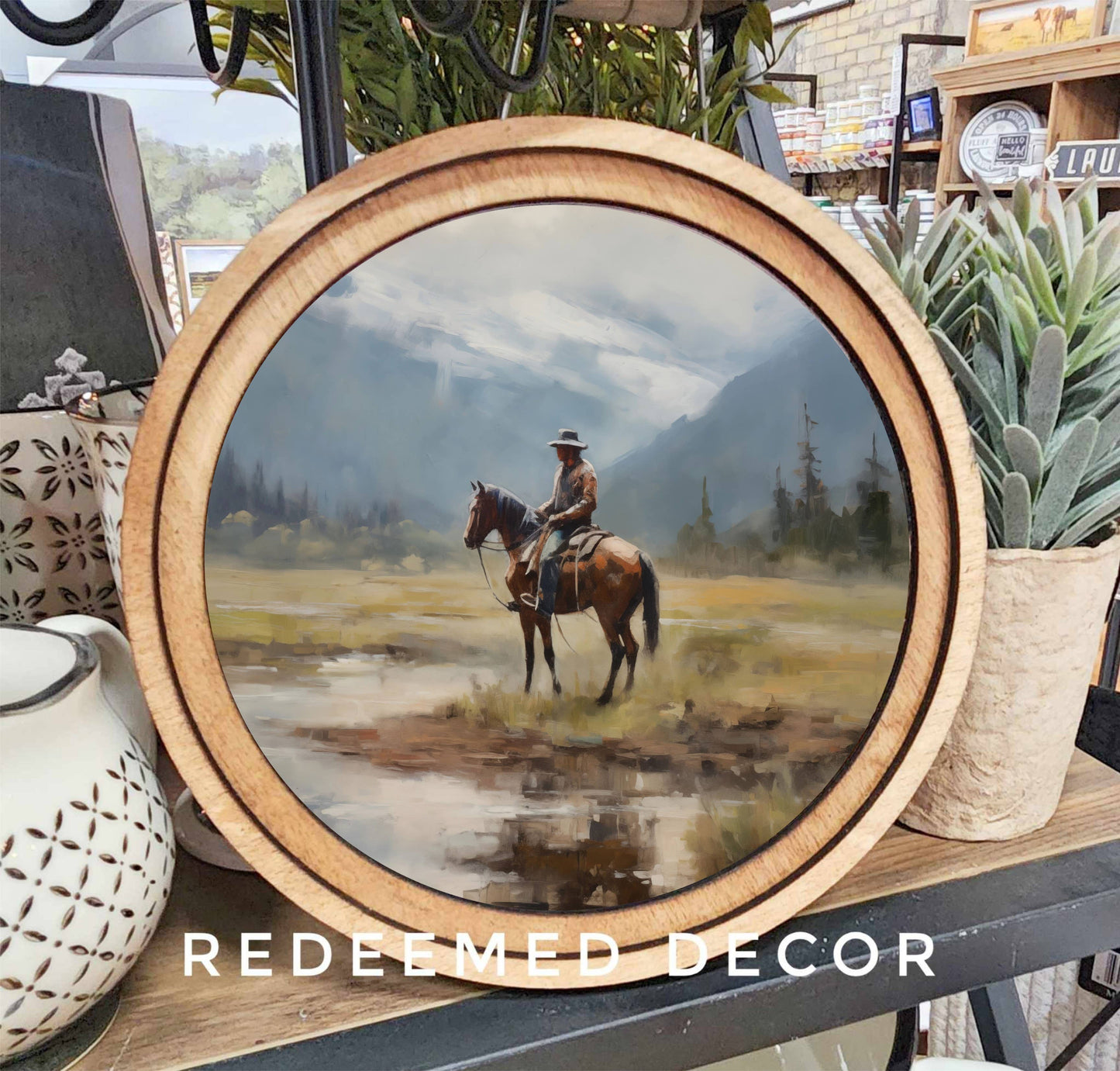 8" Round Mountain Cowboy Art