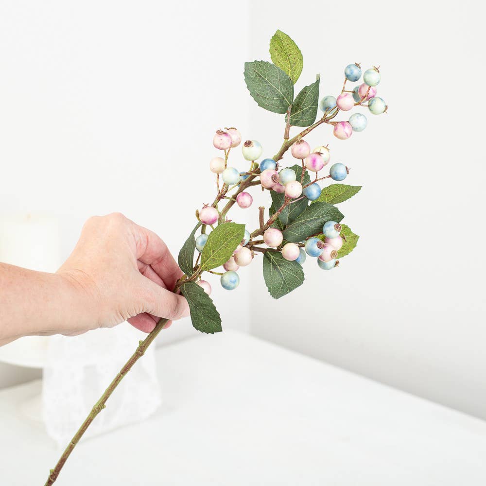 19" Artificial Spring Mix Plump Pastel Berries Stem