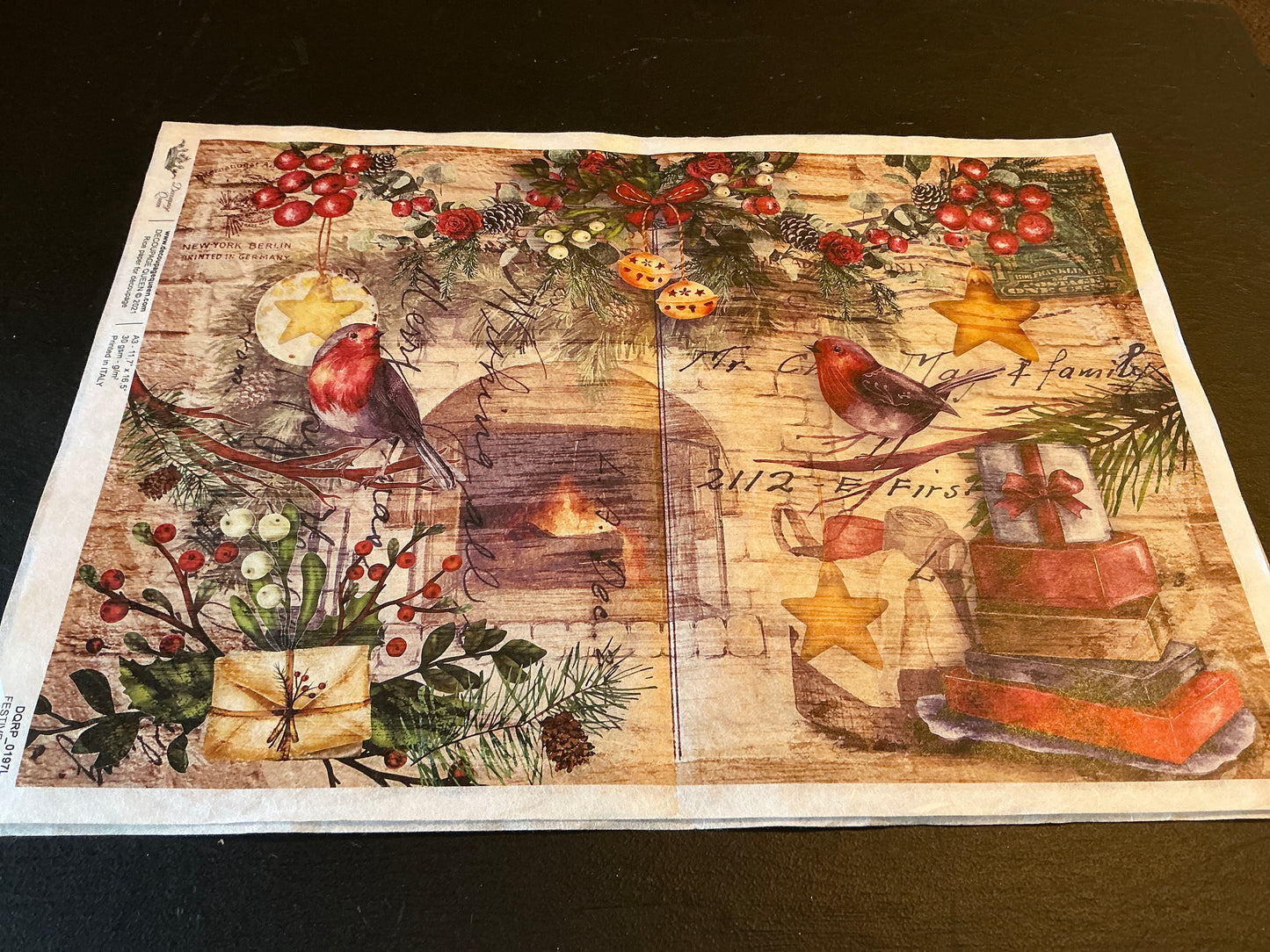 Christmas Birds Decoupage Paper