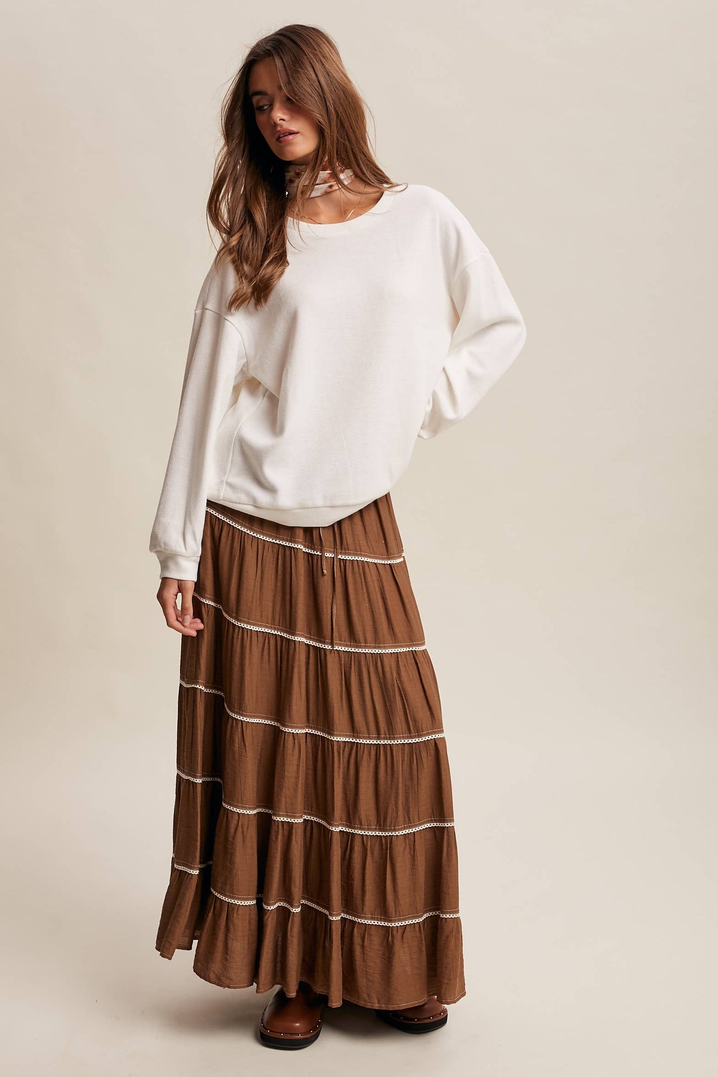 Brushed Knit Pullover Top LT1208R