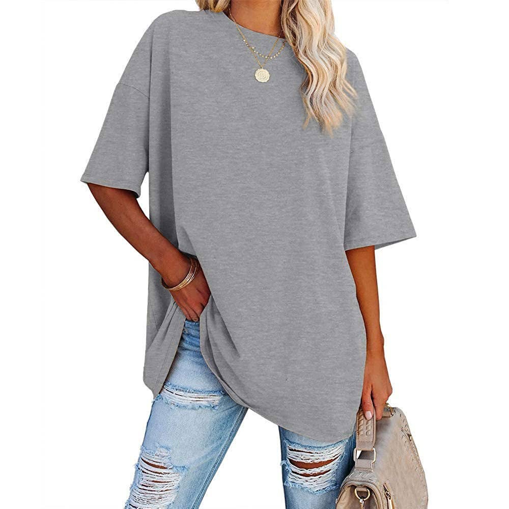 Basic R-neck short sleeve t-shirt base oversized tee
