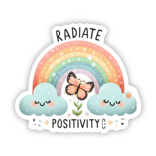 Radiate Positivity Rainbow Vinyl, Sticker, 3x3 in.  