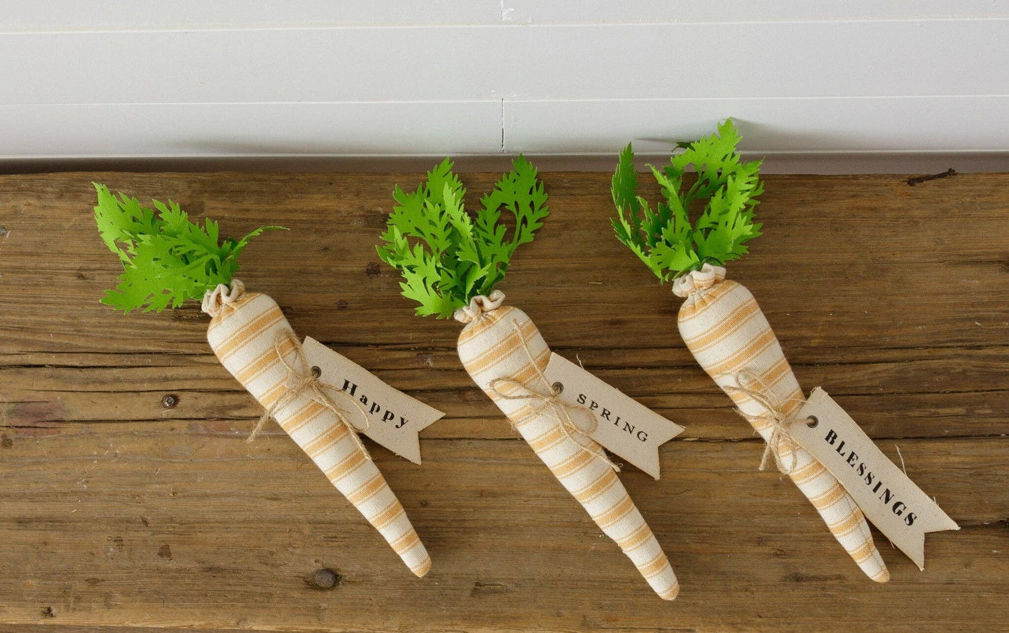 Fabric Striped Carrots - Happy, Spring, Blessings