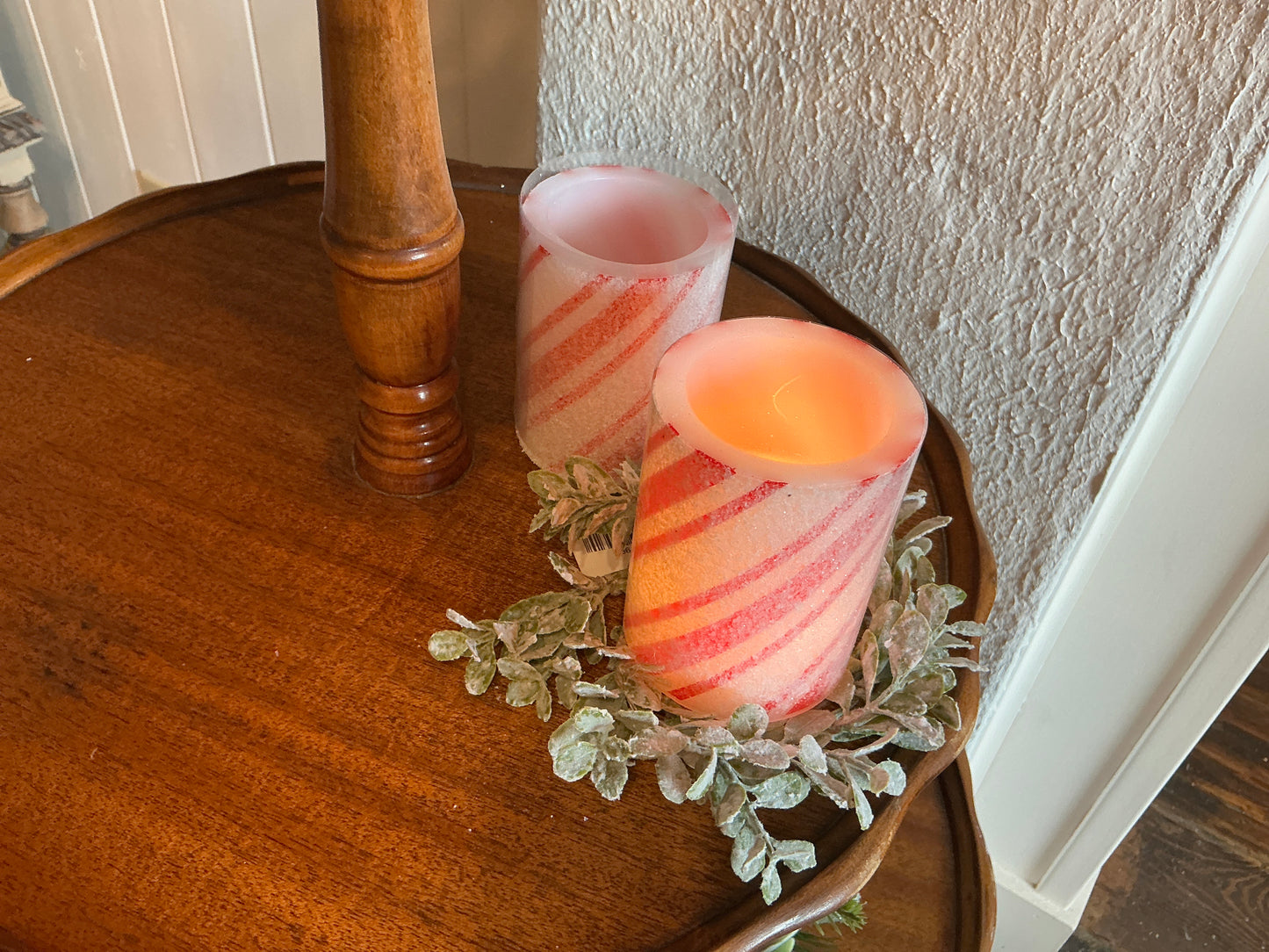Candy Cane Pillar Candle