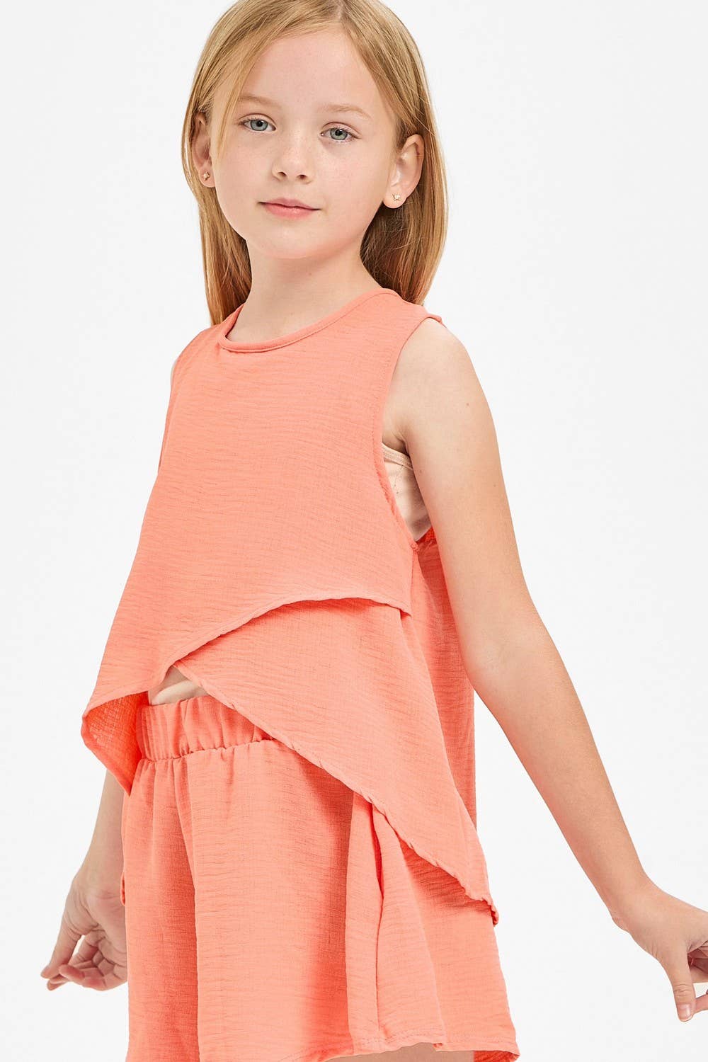Wrap Design High-Low Sleeveless Blouse
