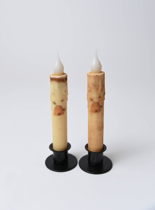 Beehive w/Bee's  LED Timer Taper Candle