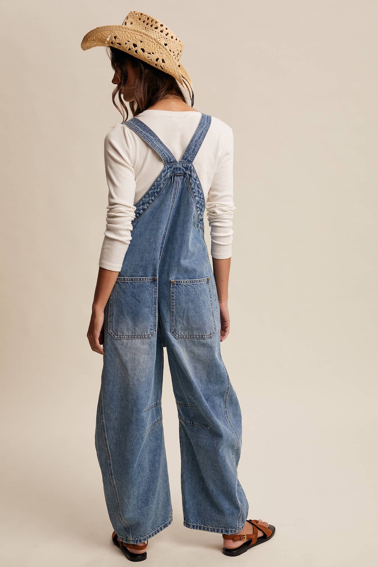 Western Wide-Leg Denim Overalls LRP0336