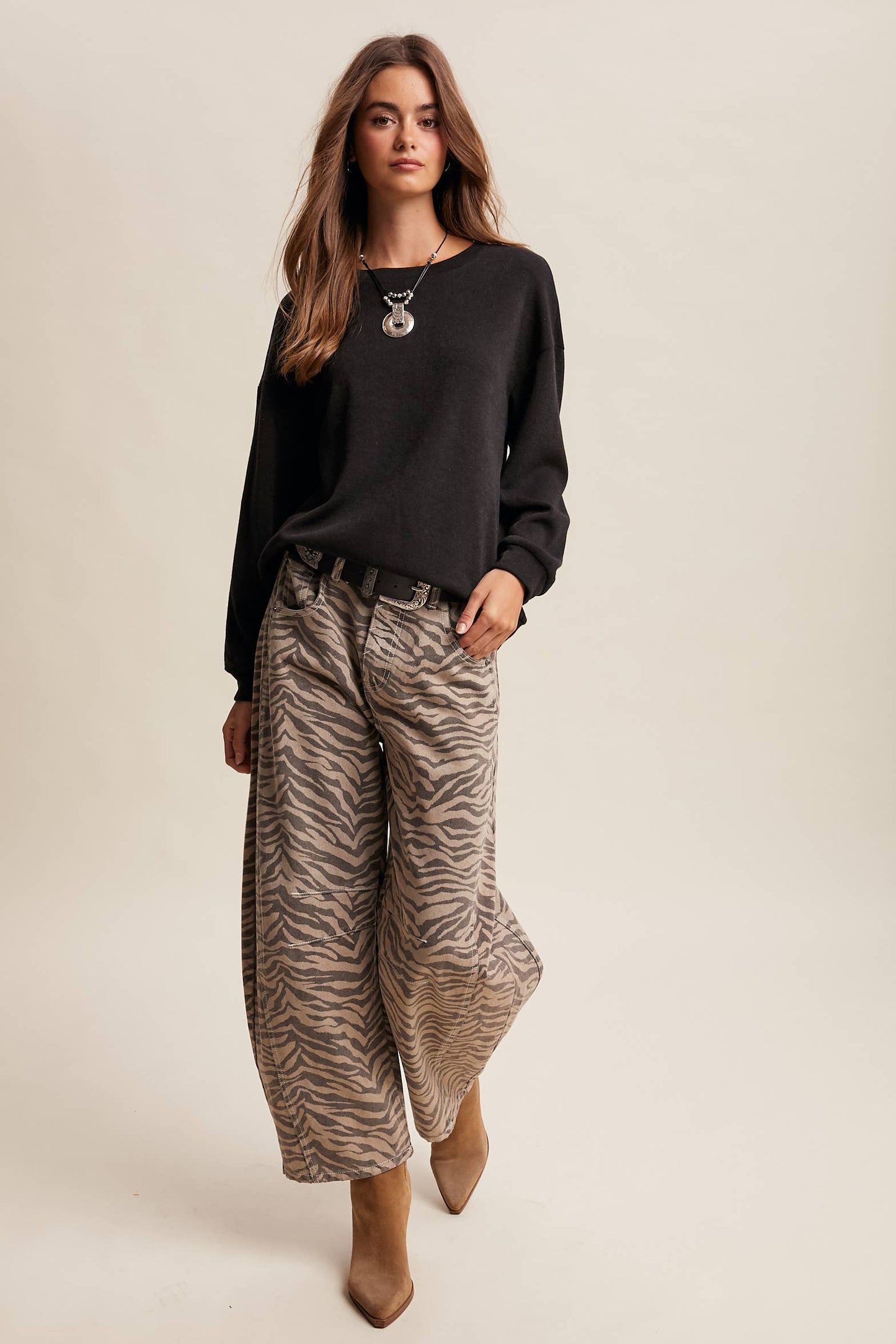 Brushed Knit Pullover Top LT1208R