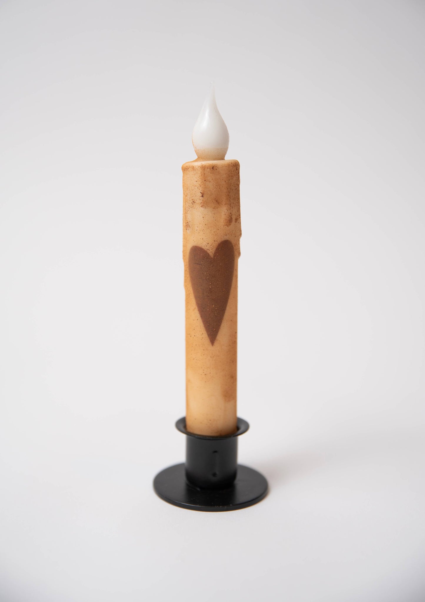 Primitive Heart LED Timer Taper Candle