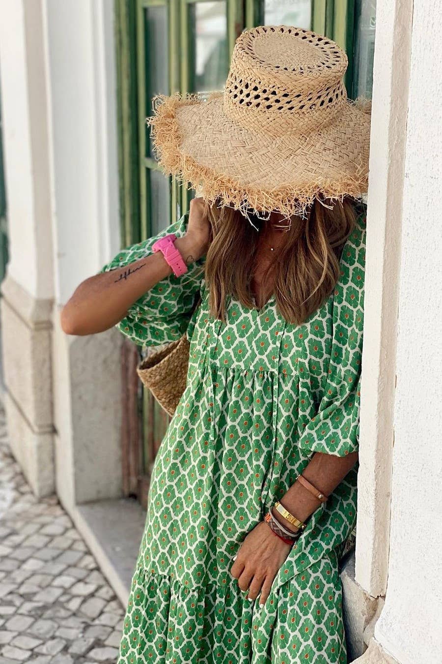 Bohemia Floral Balloon Sleeves loose flare swing dress