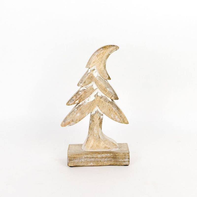 70760 - 5.5x9.75x2 Mango wood cutout CHRISTMAS TREE Decor