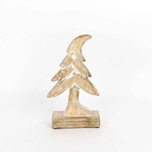 70760 - 5.5x9.75x2 Mango wood cutout CHRISTMAS TREE Decor