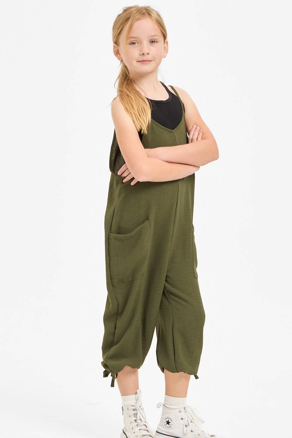 Adjustable Shoulder Tie Strap Balloon Jumpsuit / Overall
