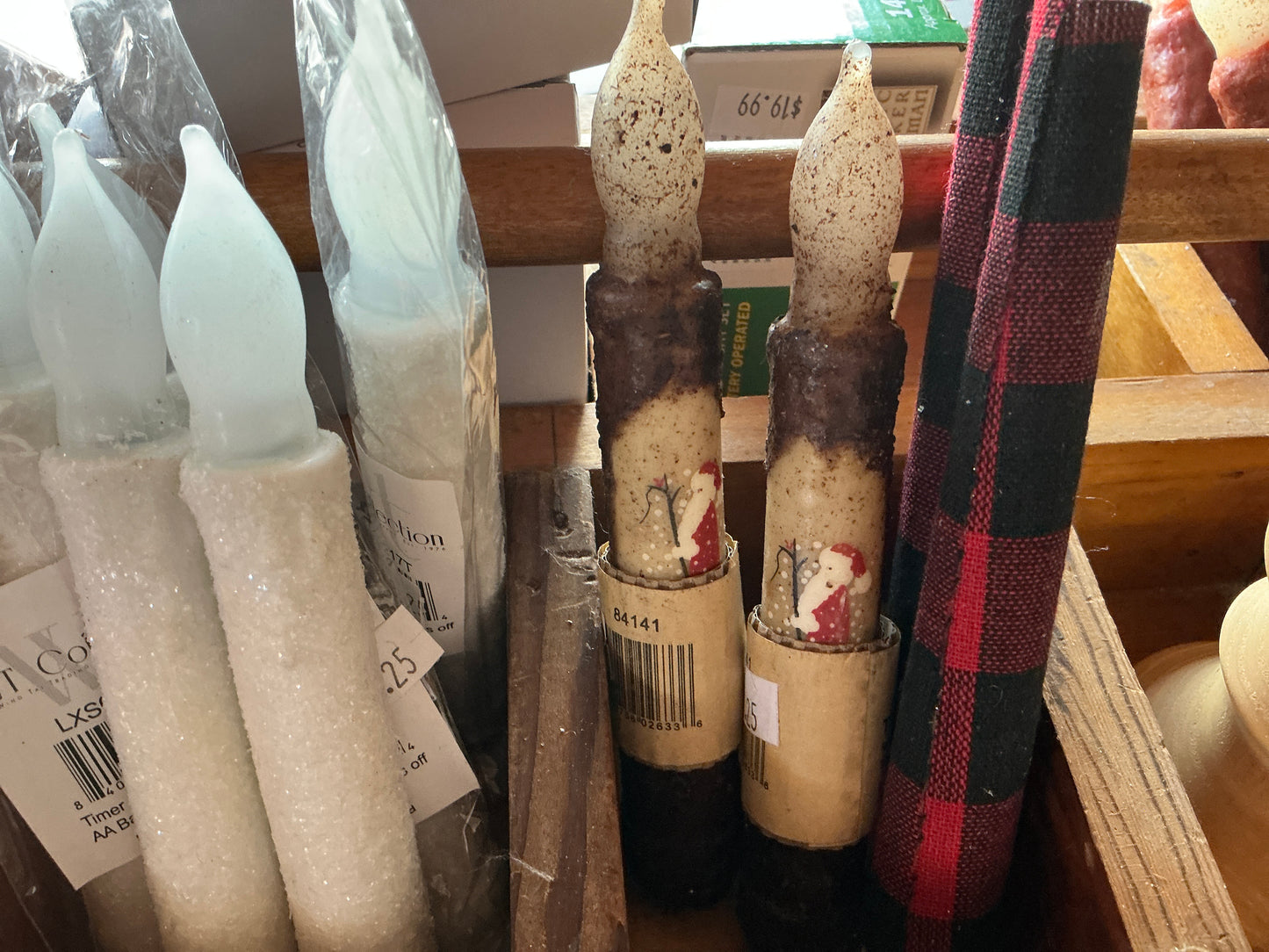 Grungy Santa Taper Candle