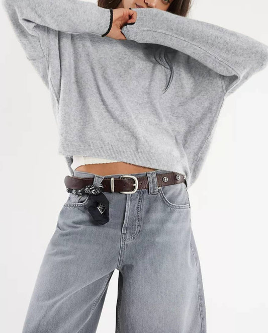 Round Neck Color-Block Basic Knitted Sweater