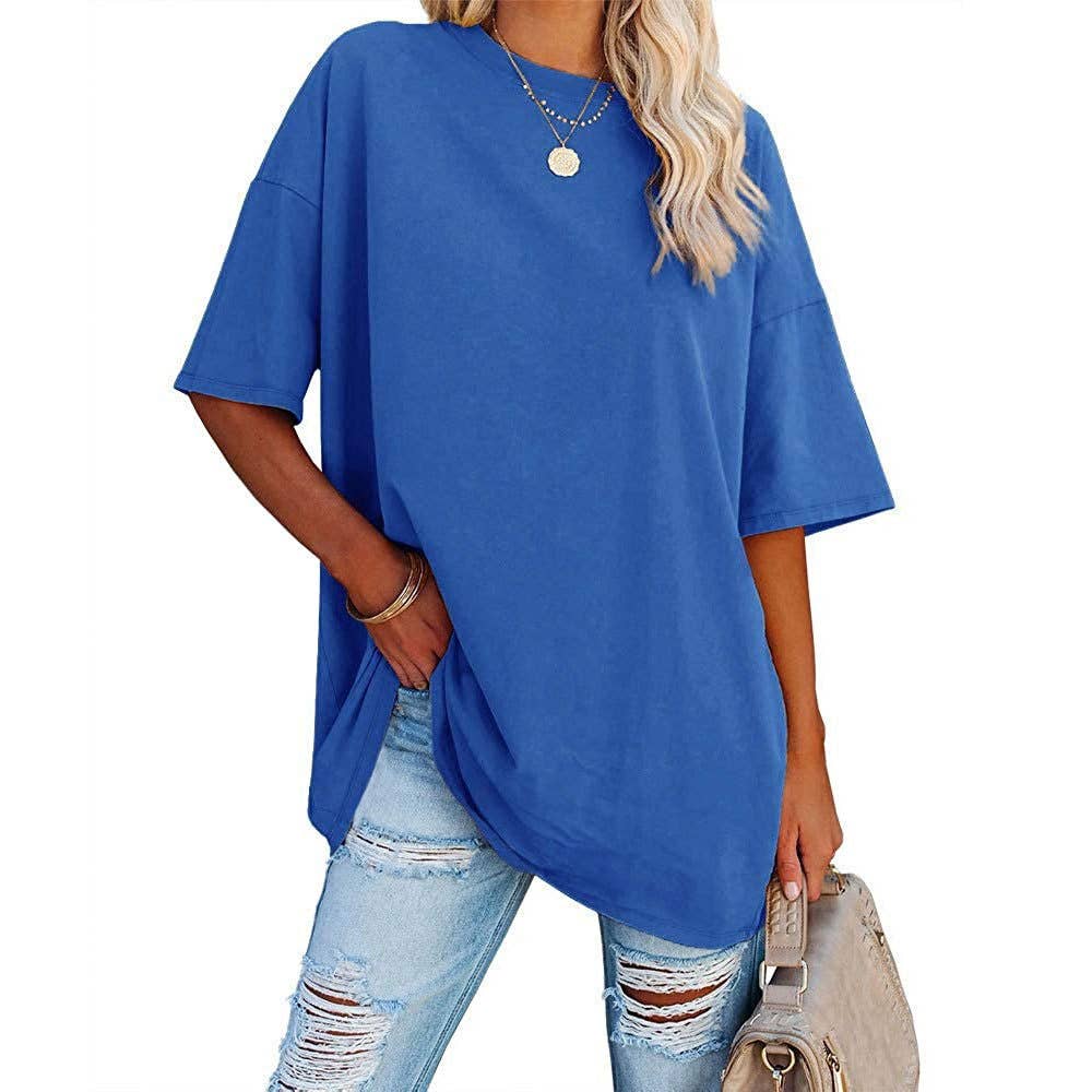 Basic R-neck short sleeve t-shirt base oversized tee
