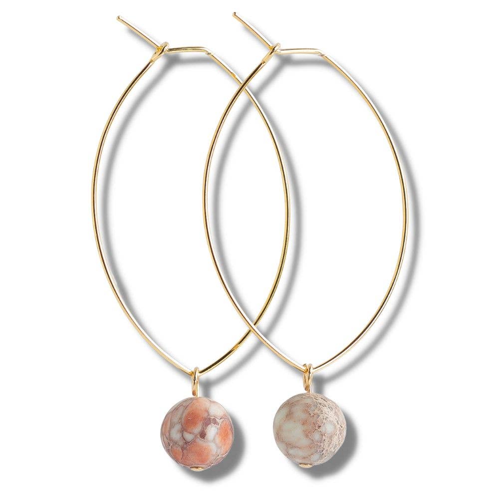 Drop Earrings-White Jasper, Hoops, Crystals & Stones