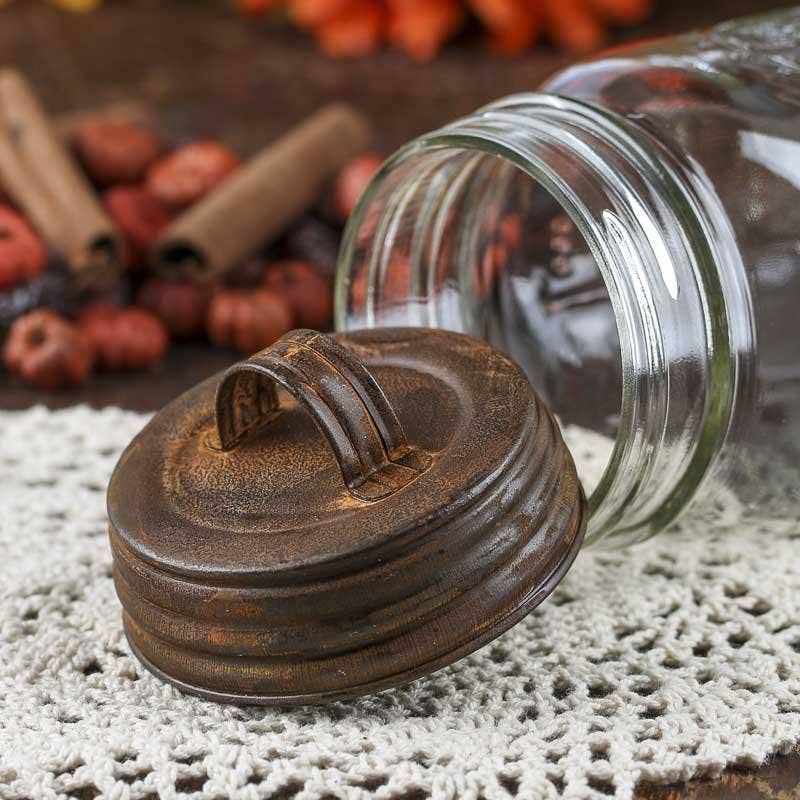 Rustic Small Mouth Mason Jar Lid with Handle - Select Finish