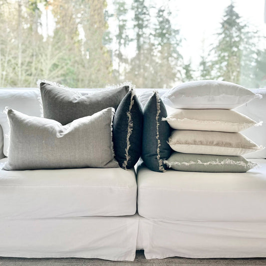 Fringe Pillow Covers - Stonewashed with Fringed Edge