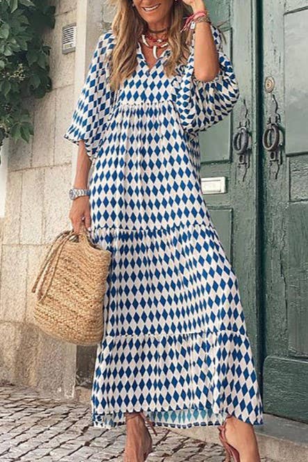 Bohemia Floral Balloon Sleeves loose flare swing dress