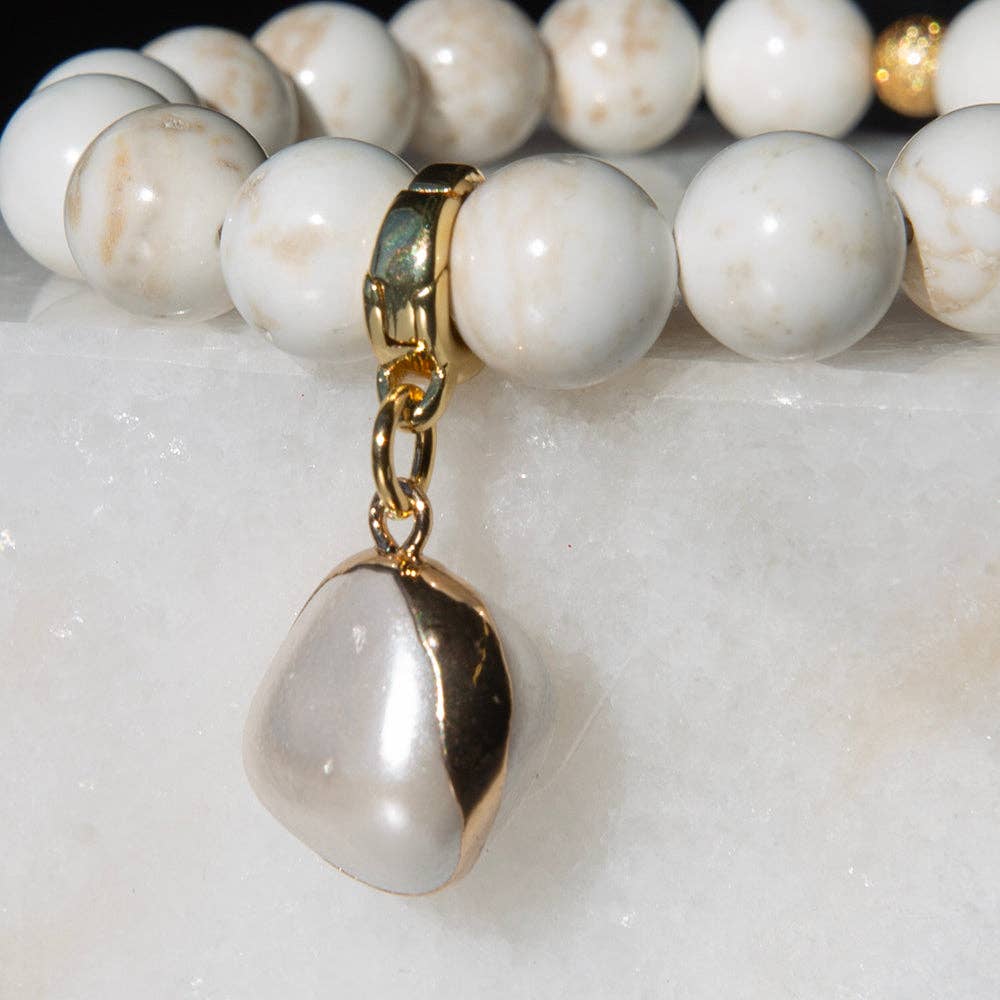 Large Pearl Charm, Charm Bar| Charm Necklace or Bracelet