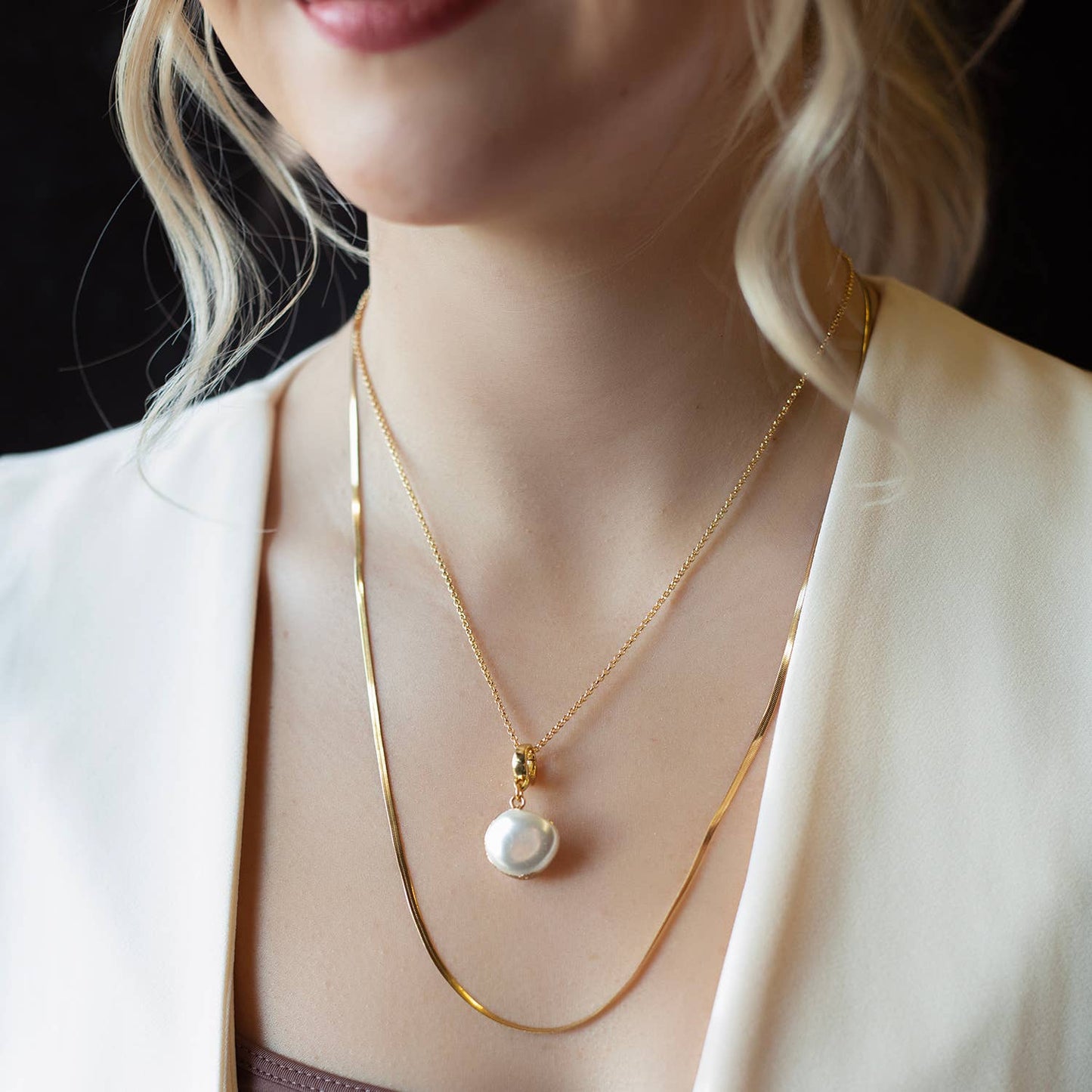 Large Pearl Charm, Charm Bar| Charm Necklace or Bracelet