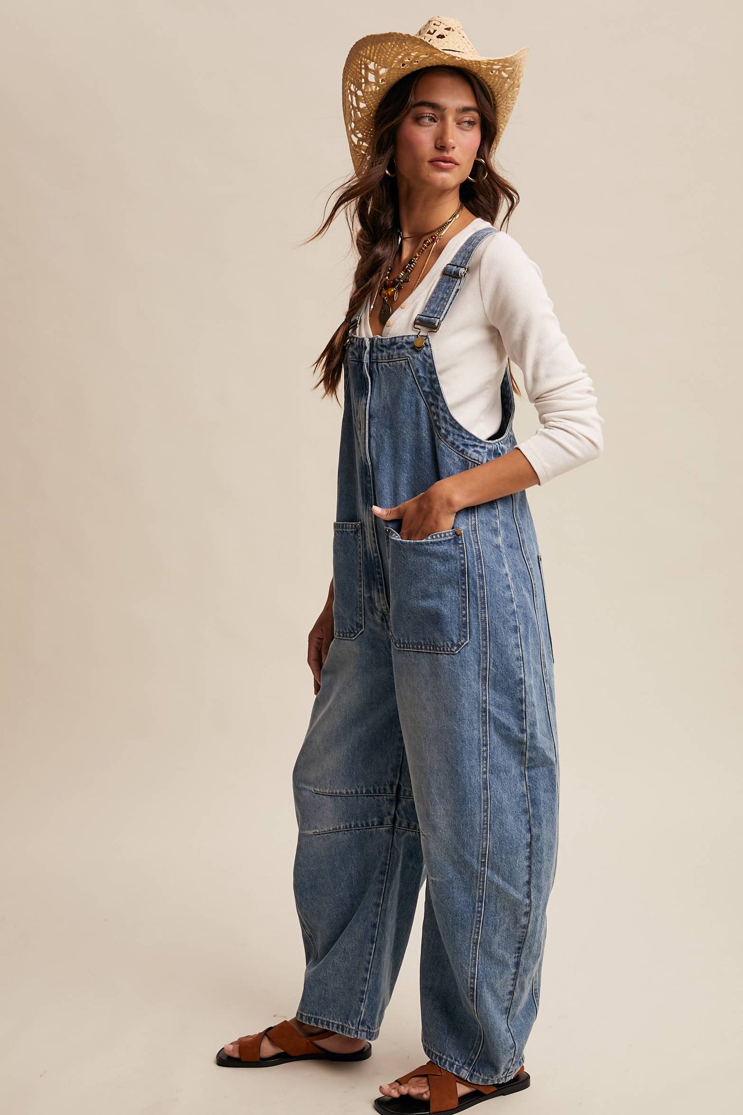 Western Wide-Leg Denim Overalls LRP0336