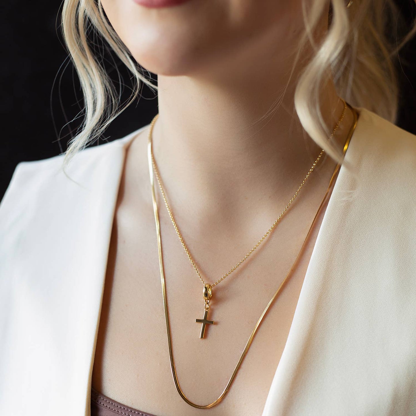 Cross Charm, Gold, Charm Bar | Charm Necklace