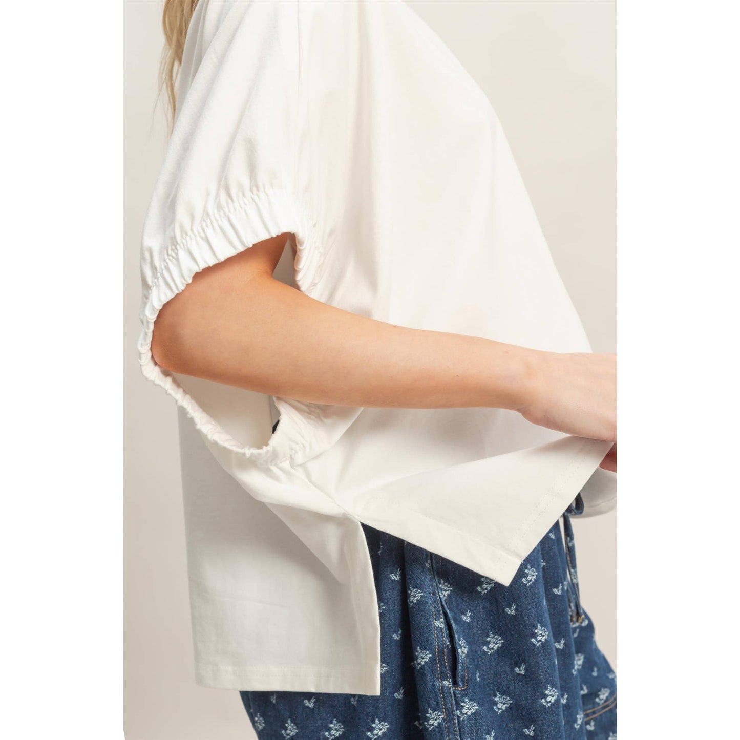 Oversized Elastic Cuff Top