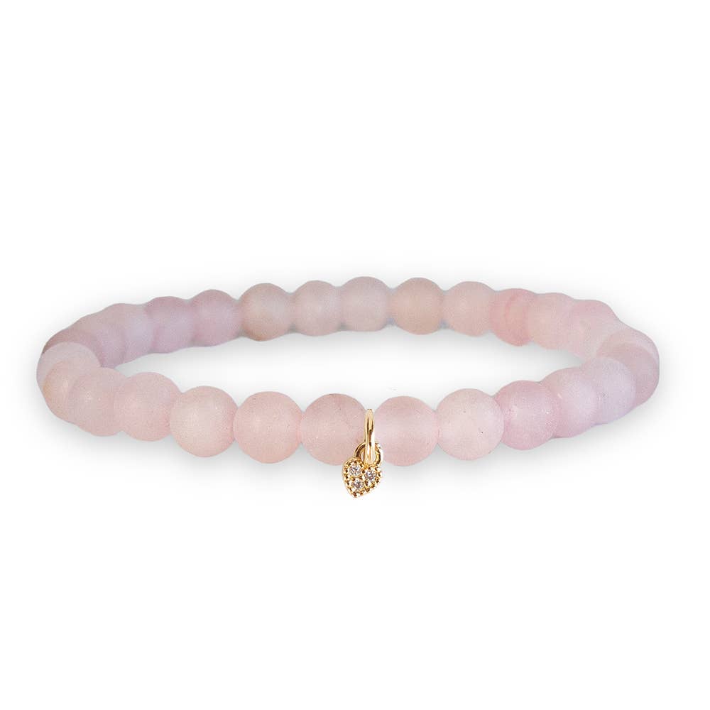 Heart Bracelet, Rose Quartz