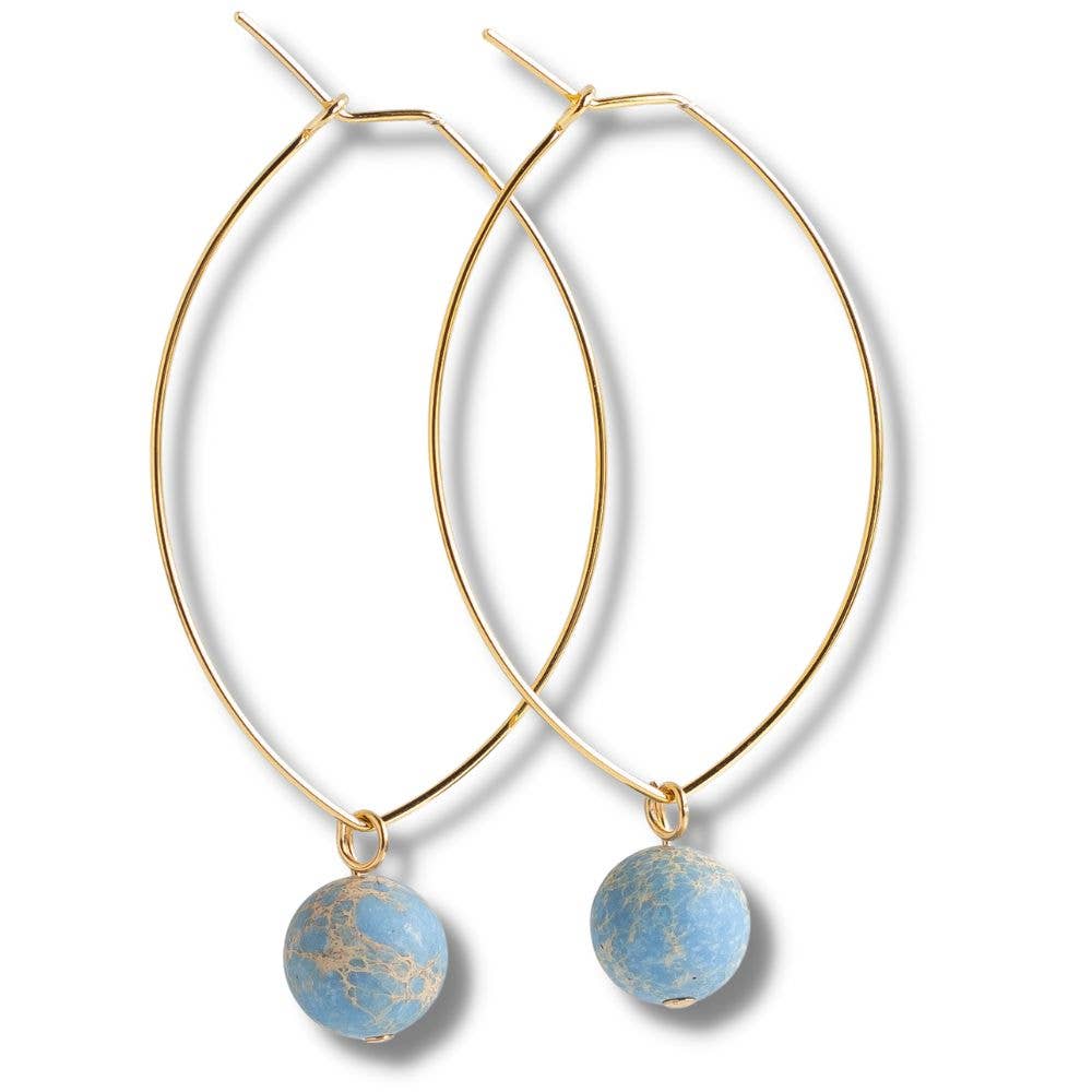 Drop Earrings-Blue Jasper, Hoops, Crystals & Stones