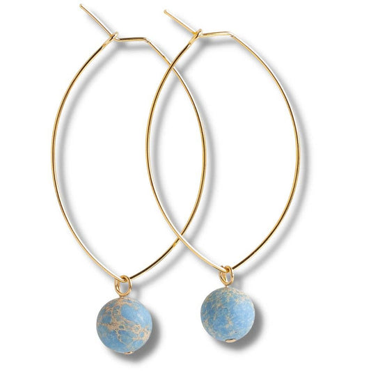 Drop Earrings-Blue Jasper, Hoops, Crystals & Stones