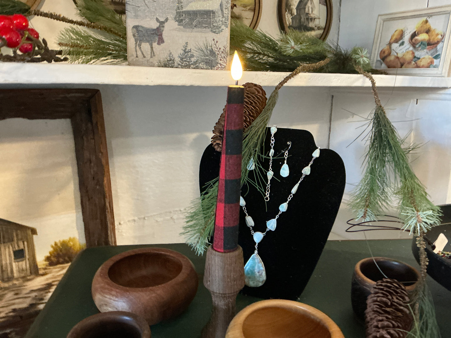 Plaid Taper Candle