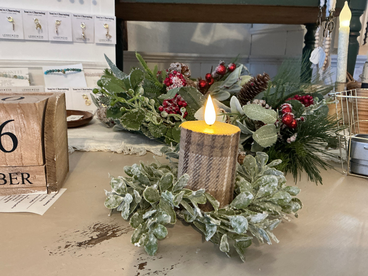 Winter Eucalyptus Candle Ring