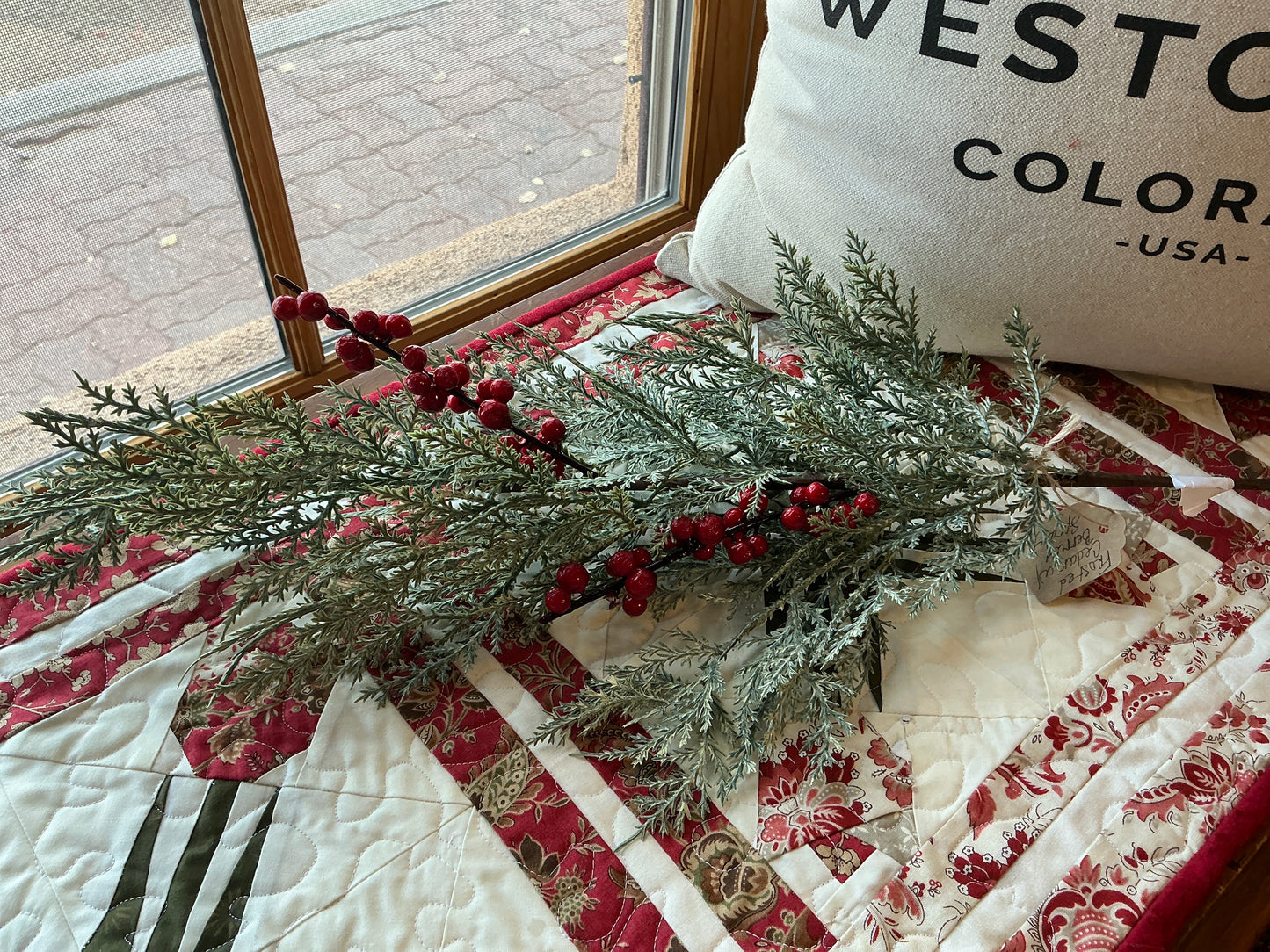 Frosted Cedar W/Berries Spray