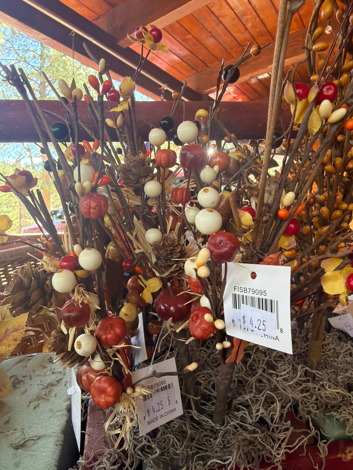 Pumpkin and pine cones pick