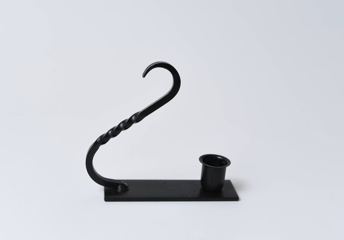 Iron Taper Holder with Curved Handle