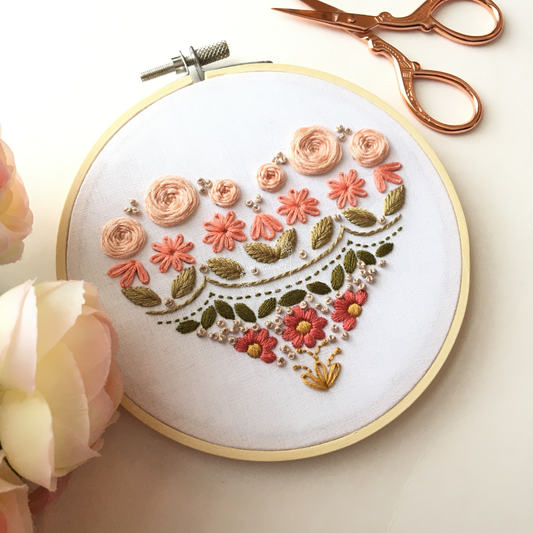 Dreamy Boho Heart Sampler Embroidery Kit, Level 1