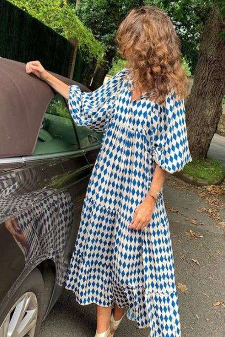 Bohemia Floral Balloon Sleeves loose flare swing dress