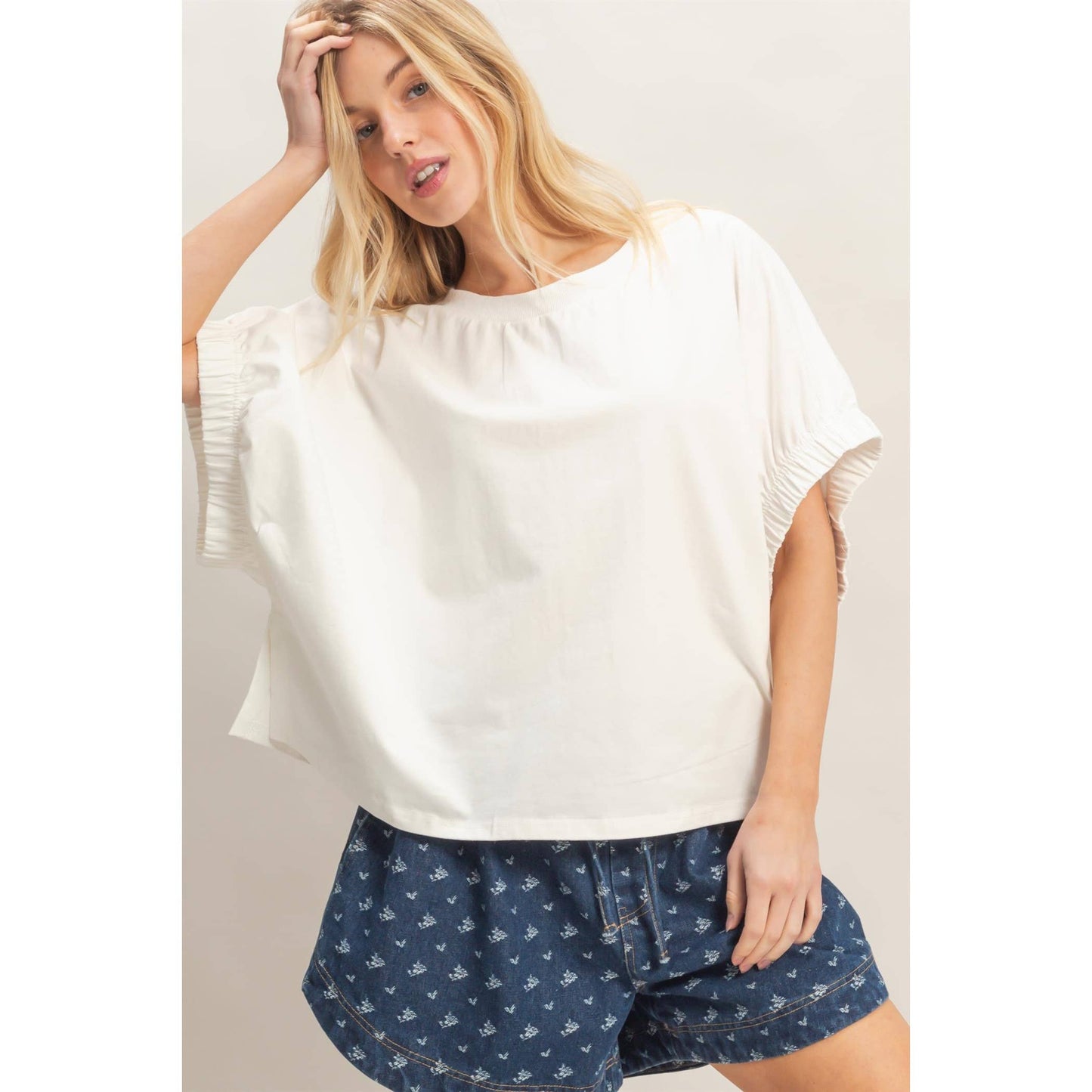 Oversized Elastic Cuff Top