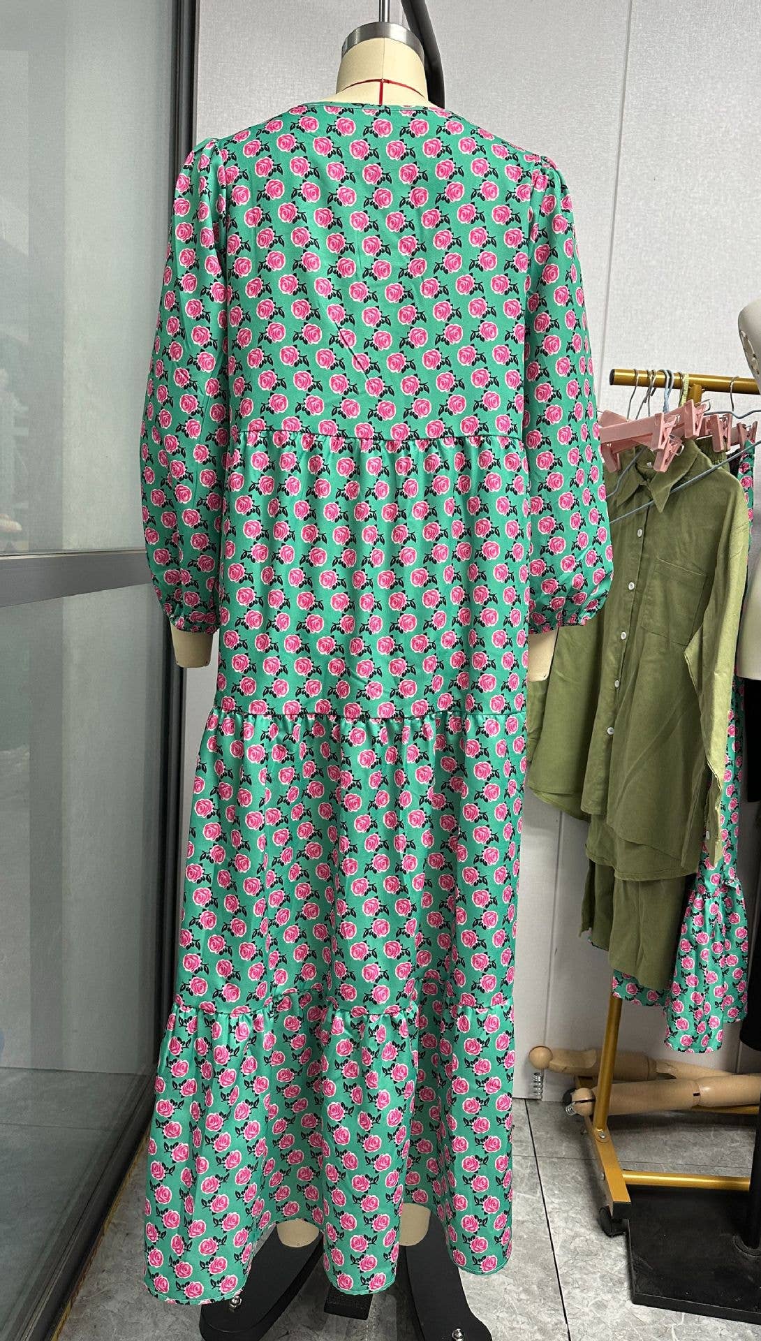 Bohemia Floral Balloon Sleeves loose flare swing dress