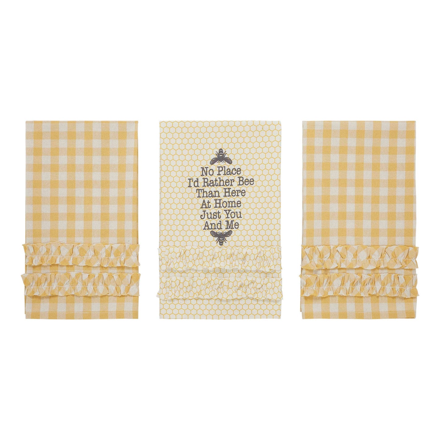 Buzzy Bees Ruffled Tea Towels 19x28”