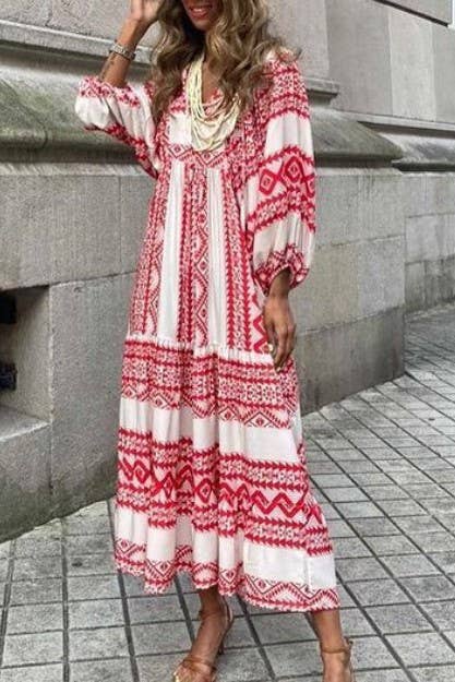 Bohemia Floral Balloon Sleeves loose flare swing dress