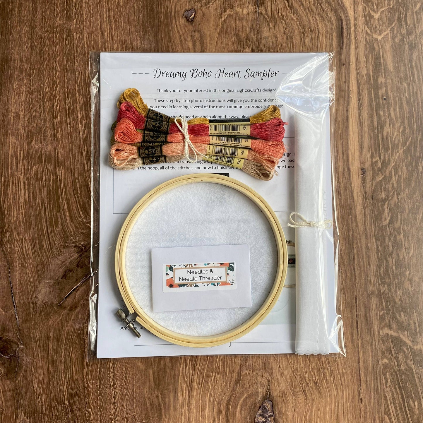 Dreamy Boho Heart Sampler Embroidery Kit, Level 1
