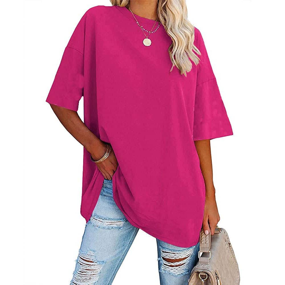 Basic R-neck short sleeve t-shirt base oversized tee