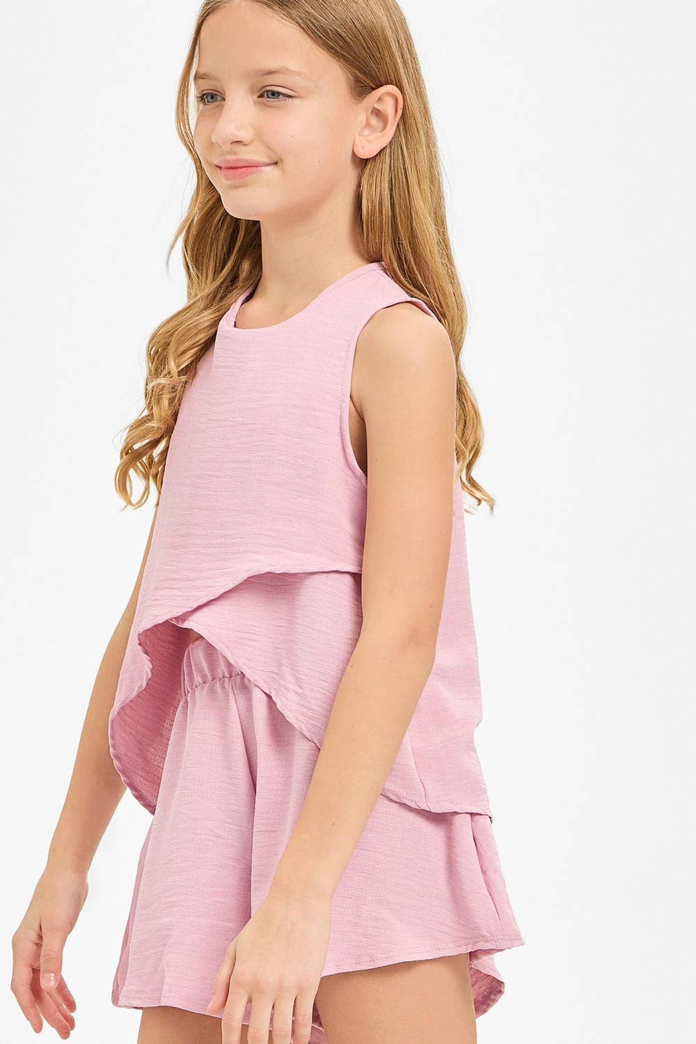 Wrap Design High-Low Sleeveless Blouse