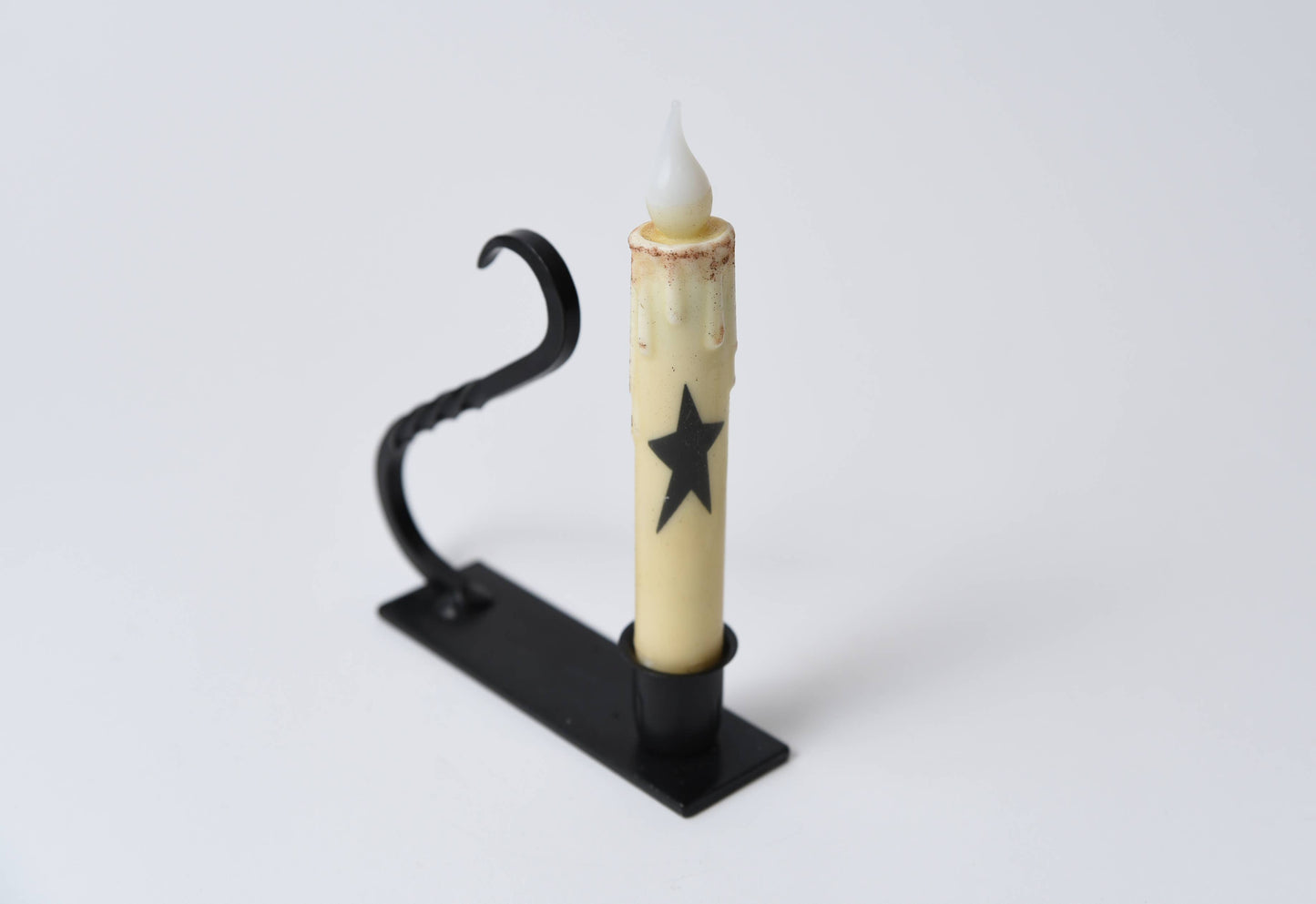 Iron Taper Holder with Curved Handle