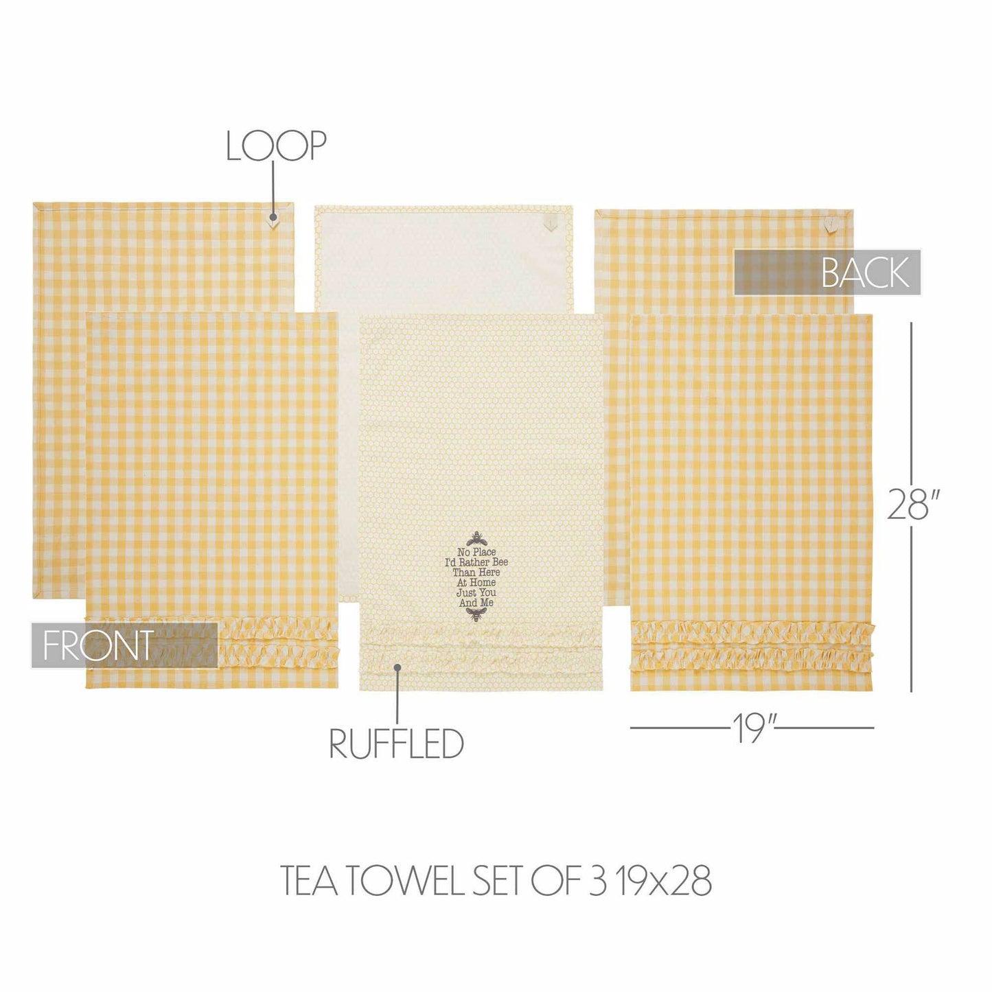 Buzzy Bees Ruffled Tea Towels 19x28”