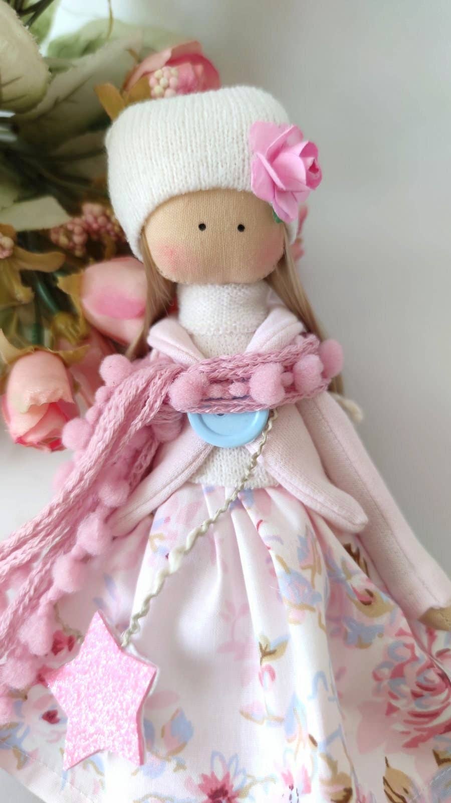 Nora Doll,Handmade Doll,Fabric Doll,Collectible Heirloom